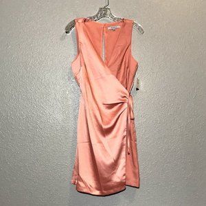 One One Six Surplice Satin Side Tie Mini Dress